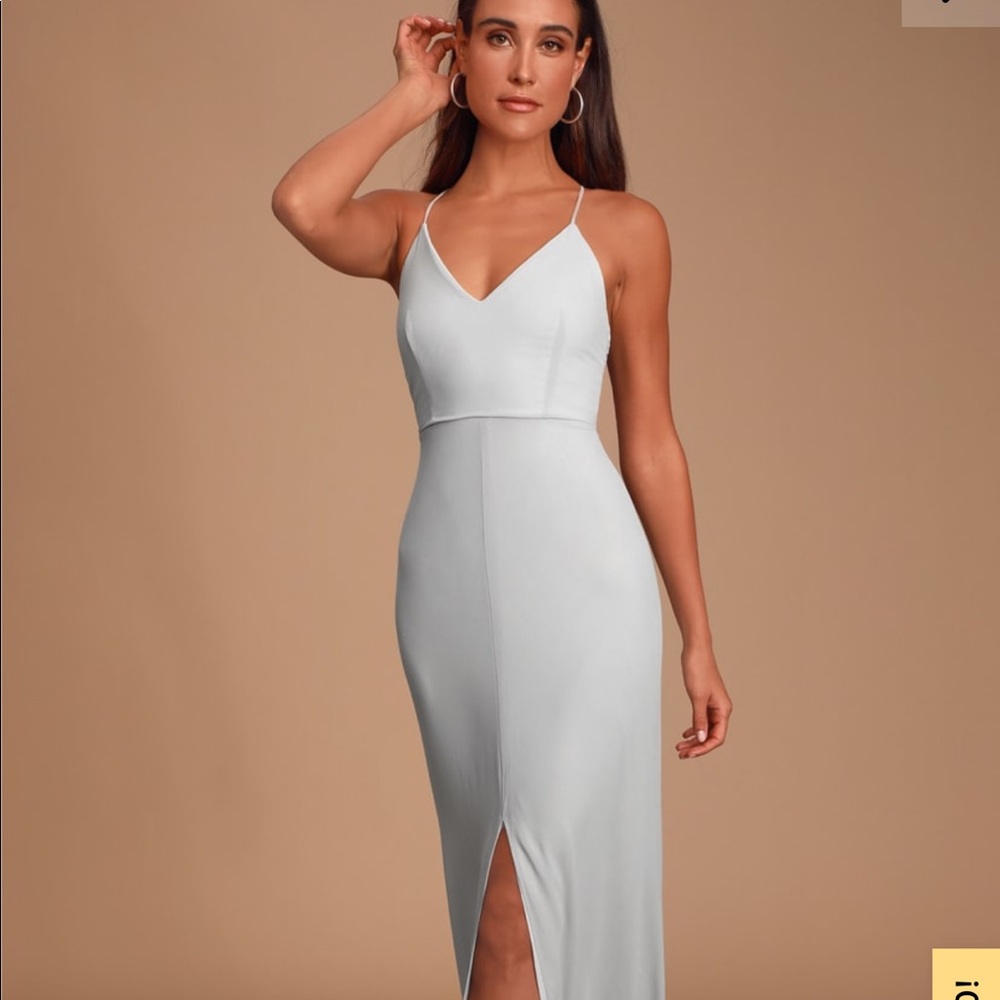 Story of a Starry Night Grey Backless Lace Maxi